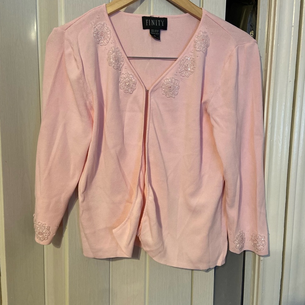 Finity Light Pink Floral Embroidered Blouse